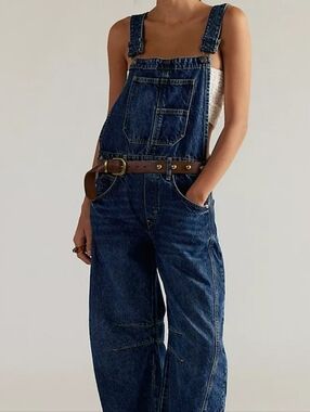 We The Free Lucky You Barrel Overalls, Small, nwot * Dark Wash